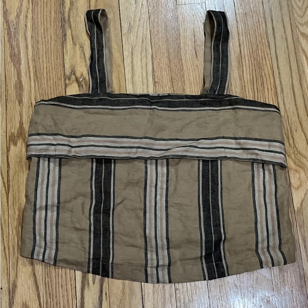 NWT SET BANANA REPUBLIC Mia set Square-Neck Linen Tank in Brown SP & shorts Sz 0